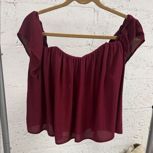 Honey Belle Burgundy Off-Shoulder Blouse - Size Medium - LIKE NEW Top
